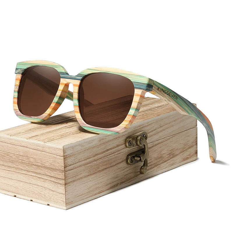 Handmade Retro Natural Bamboo Sunglasses Men Women Polarized Mirror UV400
