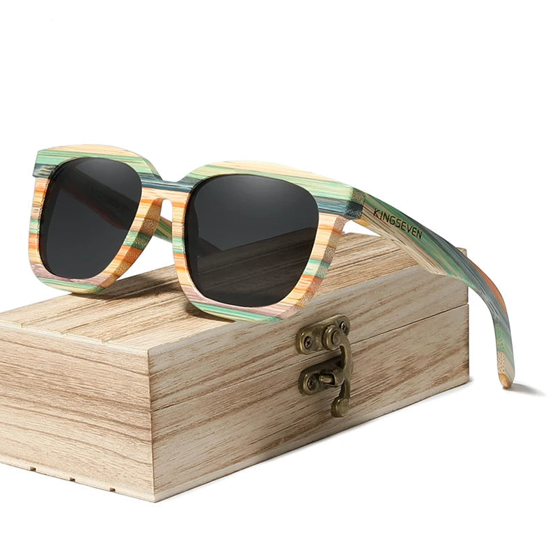 Handmade Retro Natural Bamboo Sunglasses Men Women Polarized Mirror UV400