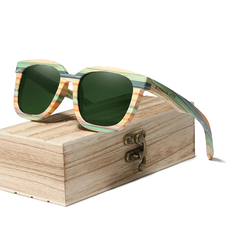Handmade Retro Natural Bamboo Sunglasses Men Women Polarized Mirror UV400