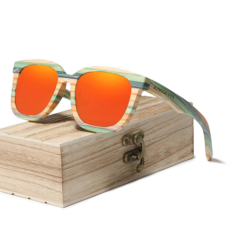 Handmade Retro Natural Bamboo Sunglasses Men Women Polarized Mirror UV400